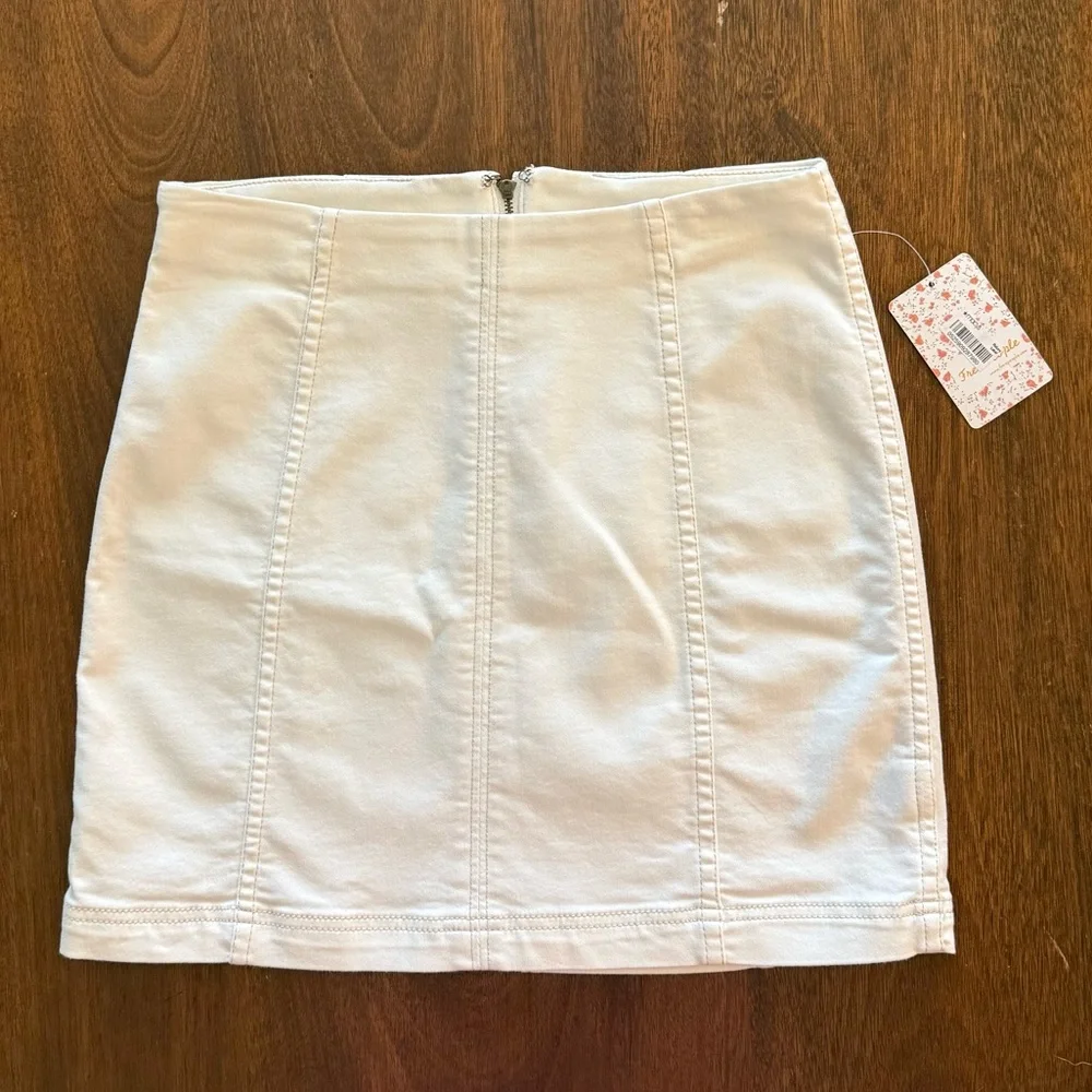 NWT Free People Modern Femme White Denim Mini Skirt